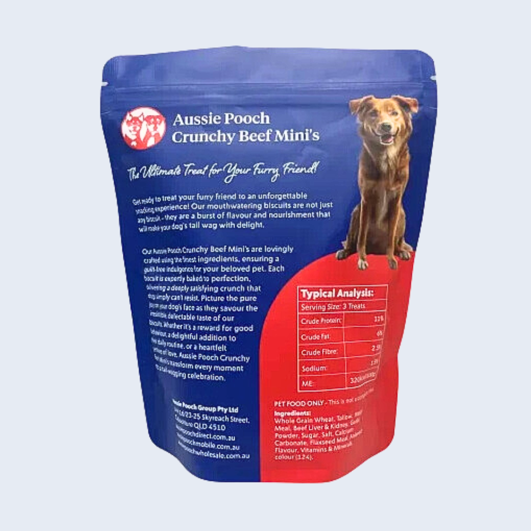 Aussie Pooch Mini Biscuits 500g - Beef