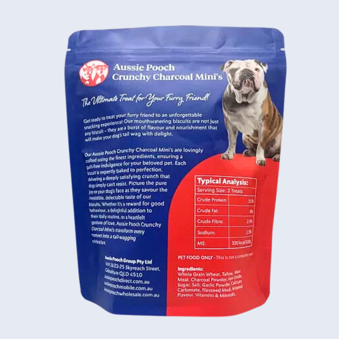 Aussie Pooch Mini Biscuits 500g - Charcoal