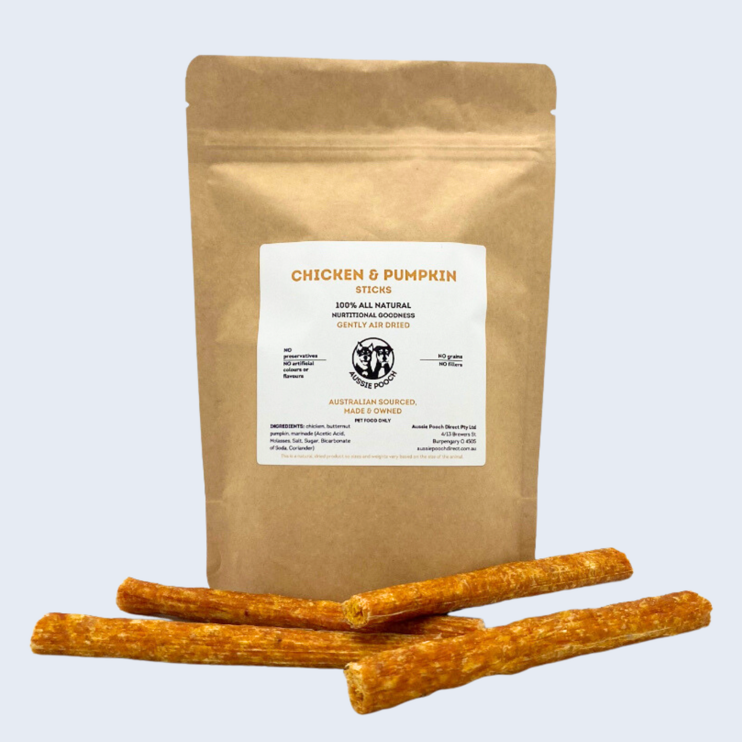 Chicken & Pumpkin Sticks 100% Natural Dog Treat (15 pack)