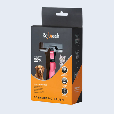 Refuresh Medium size Gentle Deshedding Brush Tool for Pets with Short/Medium Hair