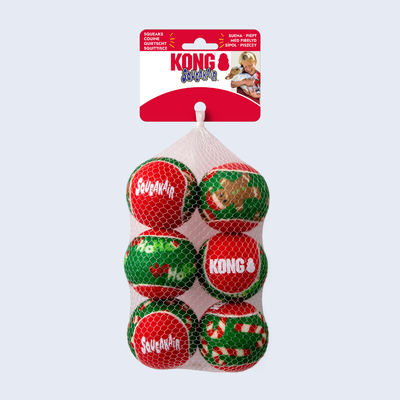 KONG Holiday SqueakAir Christmas Balls 6pk Medium