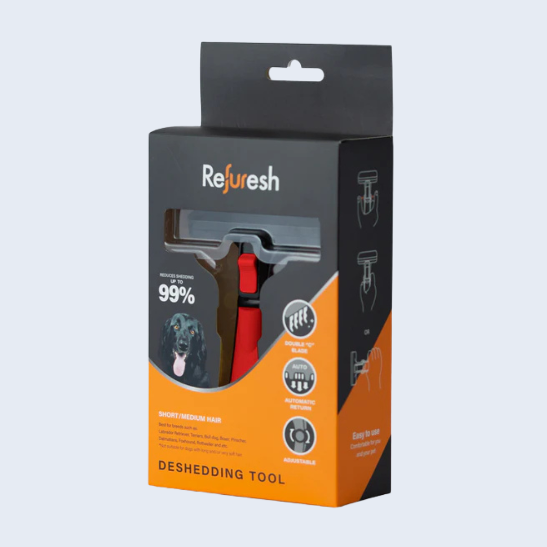 Refuresh Large Gentle Deshedding Brush Tool for Pets with Short/Medium ...